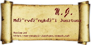 Márványkői Jusztusz névjegykártya